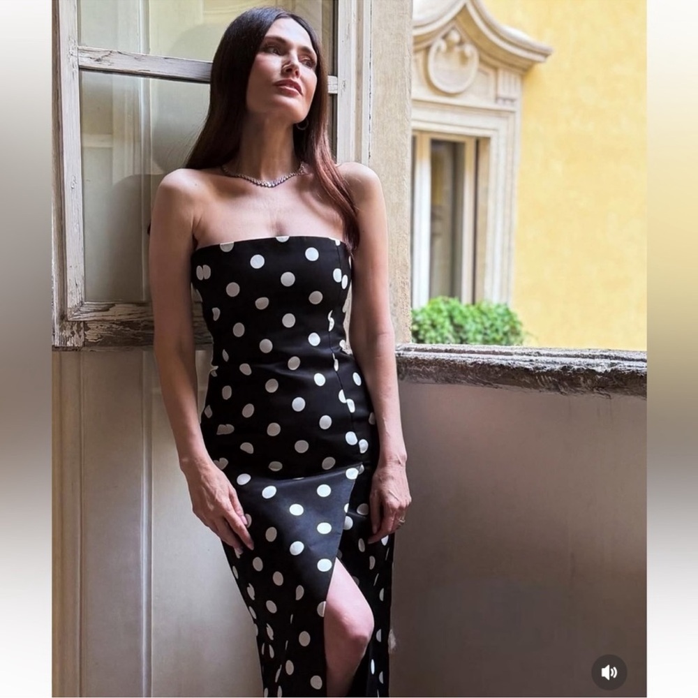 ZARA ZW COLLECTION STRAPLESS POLKA DOT DRESS - Picture 4 of 17